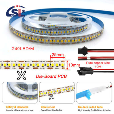 24V 240LED 10mm 3000K Warm White Die-Cutting Board SMD2835 светодиодный полосатый свет для помещений