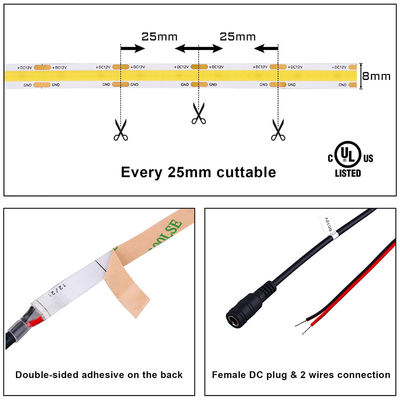 384 чипов/м COB Высокий лумен DC12V24V Теплый 3000K светодиодный светодиодный свет для телевизора