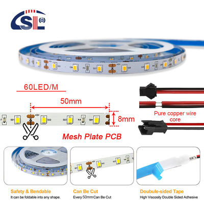 12В 60LED/м 2700K-3000K Одноцветный SMD 2835 Теплый белый светодиодный фонарь