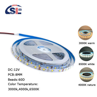 12V 60LEDs/m 6000K-6500K SMD 2835 Белый Адресованный Заднего света с светодиодной лентой 2200 lm