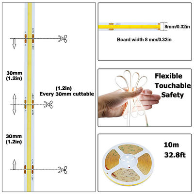 Не водонепроницаемый 12V24V 8mm10mm 480Leds 6500K Белый CE RoHs Гибкий COB светодиодный светодиод
