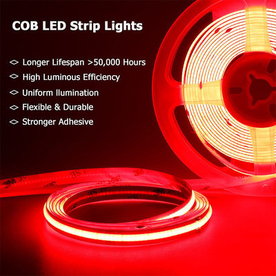 COB светодиодный светодиодный свет IP20 8mm 12V24V 480leds Красный для внутреннего и наружного декора