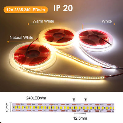 водонепроницаемый SMD2835 светодиодные светодиодные светодиоды 240 leds 8mm 24v 12v 3000K 4000K 6500K IP67 IP65 IP20
