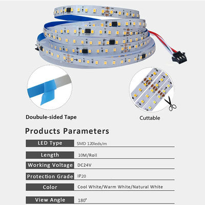 12v24v 8mm 120leds 4000K естественная электропластина SMD2835 светодиодная полоса света с тонизирующим устройством