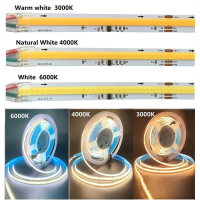 12v24v 8mm 360leds 4000K White COB SMD2835 Led Strip Light для универсальных приложений