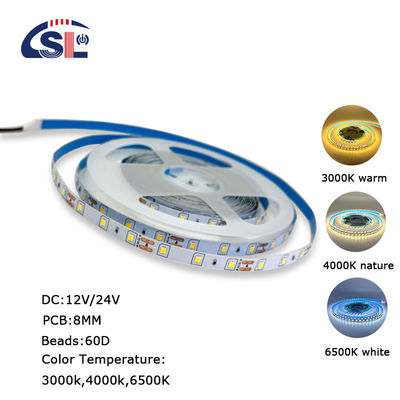 8mm10mm 60leds 3000K4000K6500K DC12V24V Теплое белое натуральное белое режущее панель SMD2835 светодиодная лента