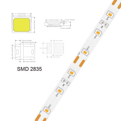 5V 8mm 320LEDs 4000K IP65 1cm Однорежутная водонепроницаемая электропластина COB Гибкий светодиодный полосатый свет