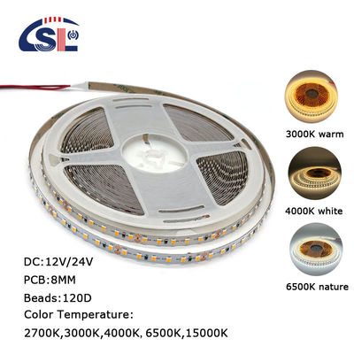 Жилая светодиодная световая лента DC12V 24V SMD2835 Электропластинка PCB 120Ds 8mm Ra 80 3000K