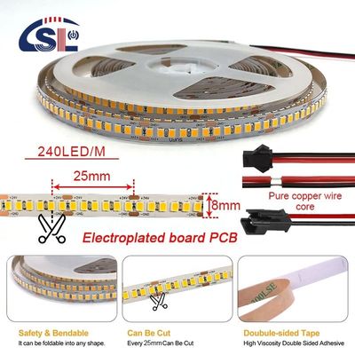 DC12V / 24V SMD2835 Электропластинка PCB 240Ds 8mm Ra 80 4000K светодиодная световая лента для дома