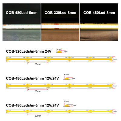 DC12V24V 8mm10mm 576leds 3000K 6500K CCT COB светодиодный светодиодный свет для телевизора