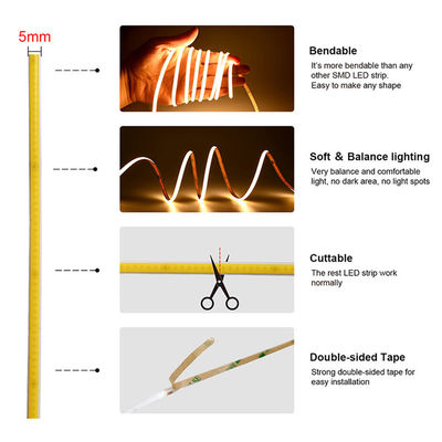CE RoHs IP44 Ra80 COB Светодиодный светодиодный свет 8 мм Ширина 110V/220V 320Leds 3000K4000K6500K 3
