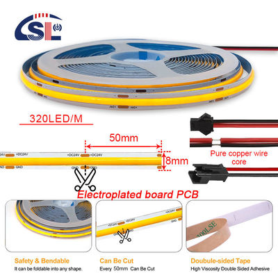 IP20 12V 24V Гибкий светодиодный светодиодный светодиодный светодиодный светодиод 8mm 320Leds Orange Waterproof Strip Light 3