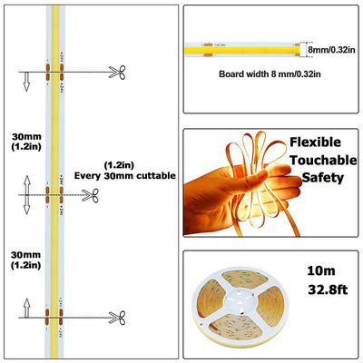 4000K COB Гибкая светодиодная лента 480Leds 8mm10mm Ширина для шкафа спальня Кухонное освещение