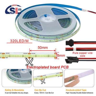 320Leds Высокая яркость Ледовый Синий COB светодиодный световой свет CE RoHs IP20 8 мм Ширина 12V24V