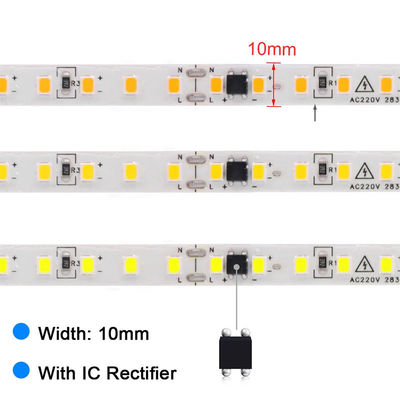 Высокий CRI Ra 80 110V220V 8mm 120leds 3000K Теплая белая электропластина гибкая светодиодная лента SMD2835