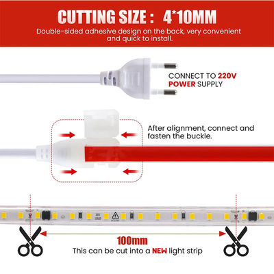 Высокий CRI Ra 80 110V220V 8mm 120leds 3000K Теплая белая электропластина гибкая светодиодная лента SMD2835
