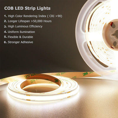 8mm10mm ширина DC12V24V 3000K4000K6500K гибкий COB светодиодный ленточный свет с материалом