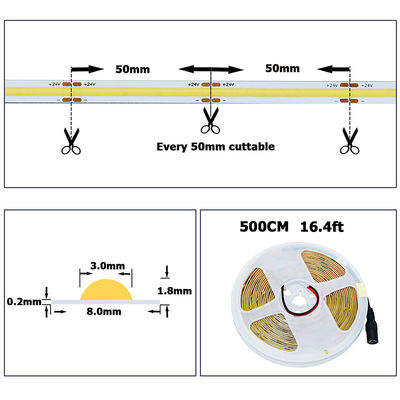 8mm10mm ширина DC12V24V 3000K4000K6500K гибкий COB светодиодный ленточный свет с материалом