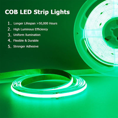 DC12V24V 480LEDs Ra90 8mm10mm Ширина зеленый гибкий COB светодиодный полосатый свет для освещения
