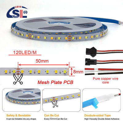 Высокая яркость 12V 8mm 120leds SMD2835 Led Strip Light с двусторонней панелью CCT