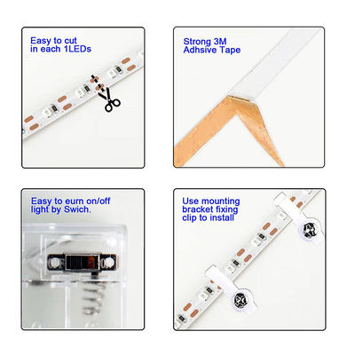 Однорезая гибкая электропластина SMD2835 светодиодный светодиодный свет 5V 120LEDs 8mm 3000K4000K6500K