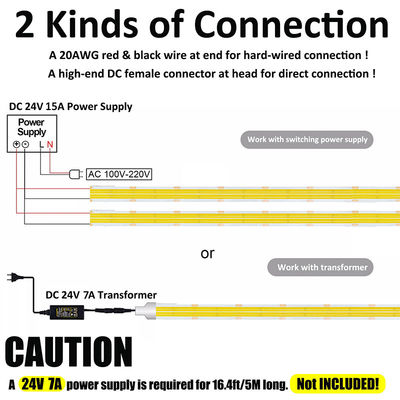 Высокая плотность 8mm10mm 320leds 6500K White COB Led Strip Light для внутреннего декора