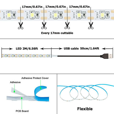 3- 120° Угол луча 5v 120LEDs 8mm 4000K естественный один свет один разрез SMD2835 светодиодный светодиодный свет