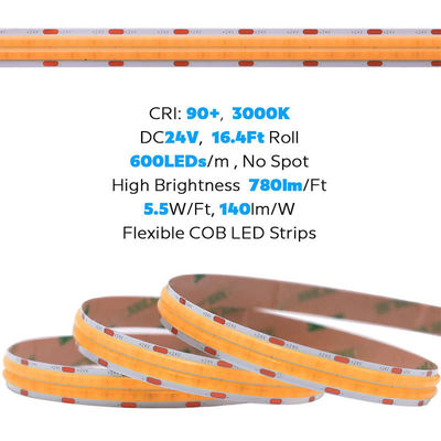 2- DC12V24V 8mm 320Leds 3000K Warm COB Led Strip Light для шкафа спальня освещение кухни