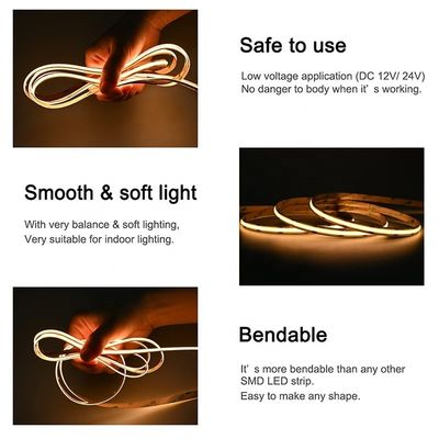 Поддержка Снижение высокой яркости 8mm10mm 320leds 3000k-6500k COB Led Strip Light с 3-