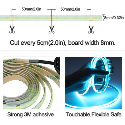 12v24v 8mm 320leds Ice-Blue Flexible COB Led Strip Light для освещения и проектирования схем