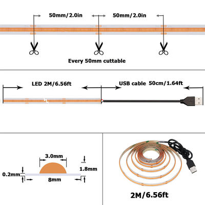 Режим управления Wifi 12v24v 8mm 320leds фиолетовый высокая яркость COB светодиодная лента света 0,06 кг