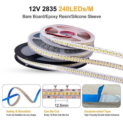 водонепроницаемая IP67 12V 24V светодиодная полоса Белый теплый Белый 2835 120LED / м для наружного садового декора
