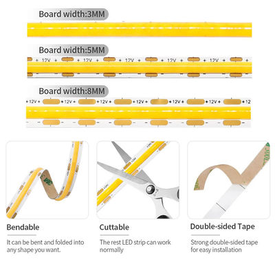 Высокая яркость DC12V24V 8mm10mm 480Leds 3000K Warm COB Led Strip Light NO-Waterproof