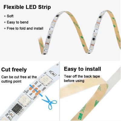 12V WS2811 60Leds Magic Digital Multi Color 5050 Адресованная RGB LED полоса Пиксель Теплый Белый IP20 Контроллер декора