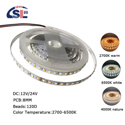 CCT Высокая яркость 8 мм 120LED 3000K-6500K Двухцветный светодиодный светодиод SMD2835