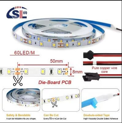 DC12V SMD2835 60D 8mm 1100-1200LM 12000K Ra70 Снижающая панель светодиодных световых полос для умных зеркал