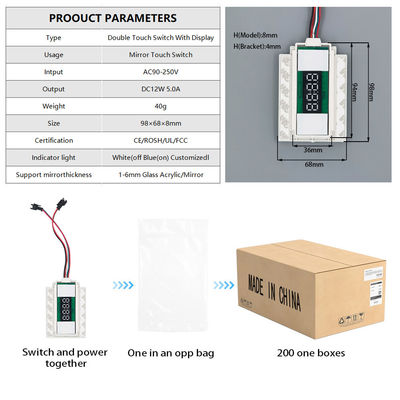 Дисплей времени Slim DC12V 5A 60W Defogger светодиодный свет зеркало сенсорный сенсор Stepless Dimmer Switch