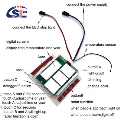 DC12V 5A 60W Дисплей температуры времени Дефогор светодиодный свет зеркало сенсорный сенсор безступенчатый диммерный переключатель