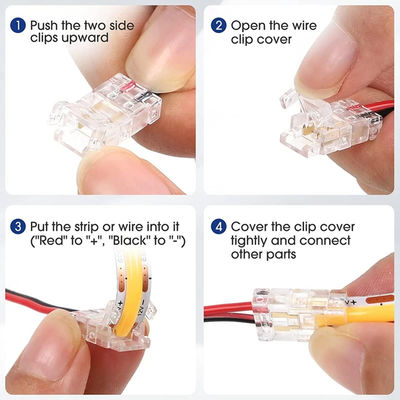Hotel COB Mini Led Light Strip Wire Connectors 2 3 Pin Connection Solderless CCT 5 8 10mm LED Strip To Strip Wire Connector (Ледующая светодиодная лента для соединения проволоки)