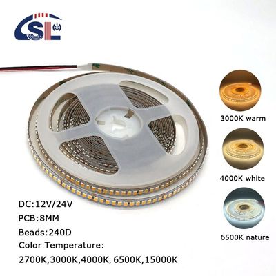 DC12V 24V SMD2835 Электропластинка PCB 240Ds 8mm Ra 80 4000K светодиодная световая лента для жилых помещений
