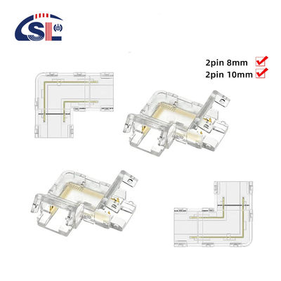 Прозрачный 2pin 8mm 10mm Crystal Clip Wire L Type COB LED Strip Connector L Shape 90 градусов под углом