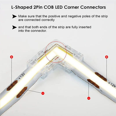 Прозрачный 2pin 8mm 10mm Crystal Clip Wire L Type COB LED Strip Connector L Shape 90 градусов под углом
