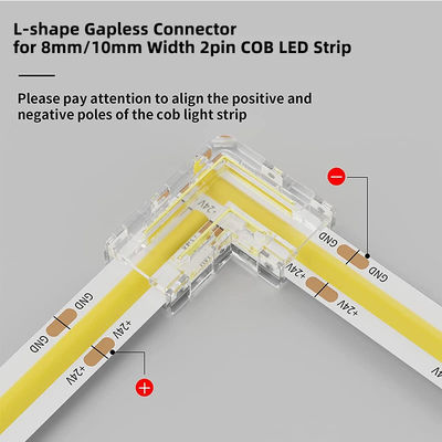 Прозрачный 2pin 8mm 10mm Crystal Clip Wire L Type COB LED Strip Connector L Shape 90 градусов под углом