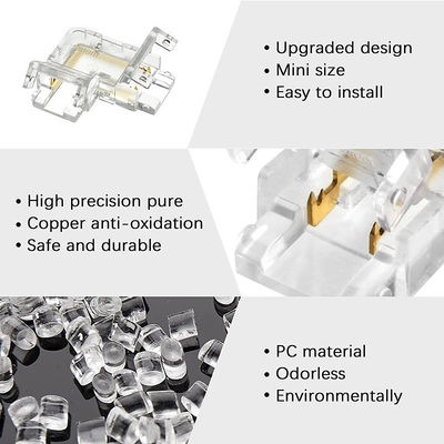 Прозрачный 2pin 8mm 10mm Crystal Clip Wire L Type COB LED Strip Connector L Shape 90 градусов под углом