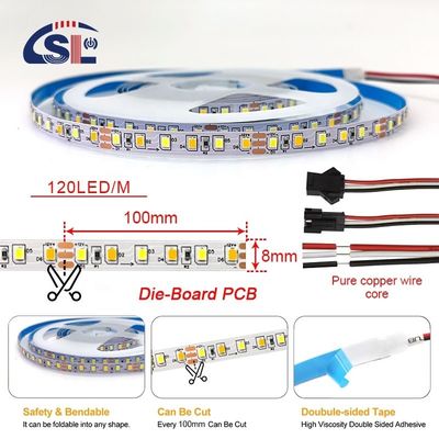 115lm/w 3000K-6500K Ra80 DC12V 120D 8mm светодиодные световые ленты для ванной ванны зеркала