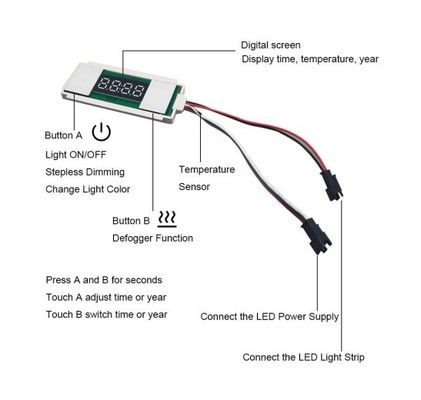 Функция включения/выключения/углубления LED 12В 5А 60W сенсорный переключатель для зеркала ванной комнаты