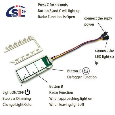 DC 12V 5A 60W Три кнопки сенсорный сенсорный переключатель для интегрированного зеркального радара индуктивный