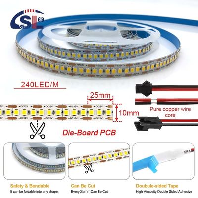 24В постоянный ток SMD2835 240D 10mm 12000K Ra80 Снижающая панель светодиодные световые полоски для зеркал
