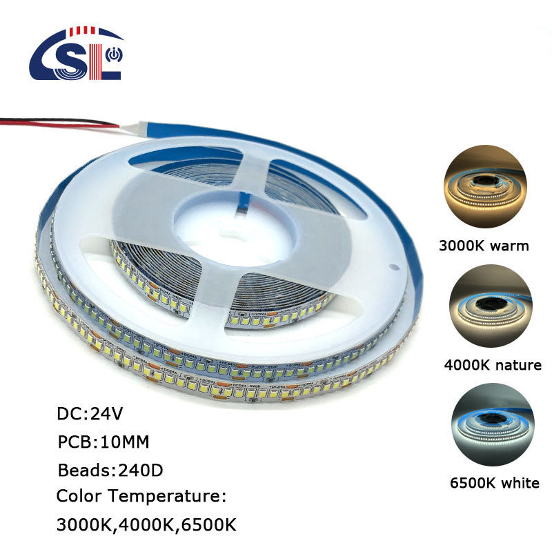 12v24v 240leds 10mm 3000K 4000K 6500K Снижающая панель двойного цвета SMD2835 Светодиодная лента