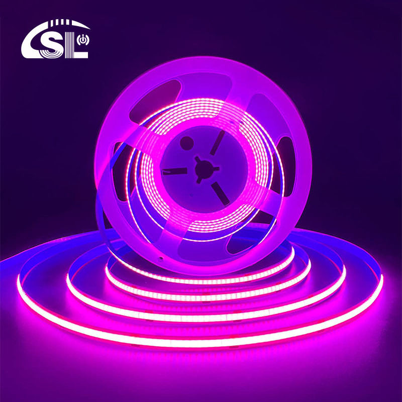 Высокая яркость COB светодиодная полоса света CE RoHs IP20 Ra90 8 мм Ширина 12V 24V 320Leds Розовый